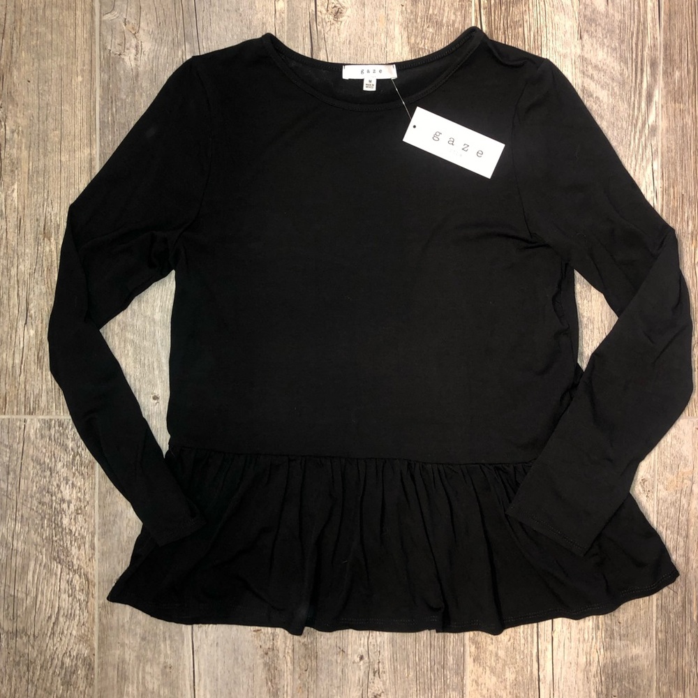 Black Peplum long sleeve shirt